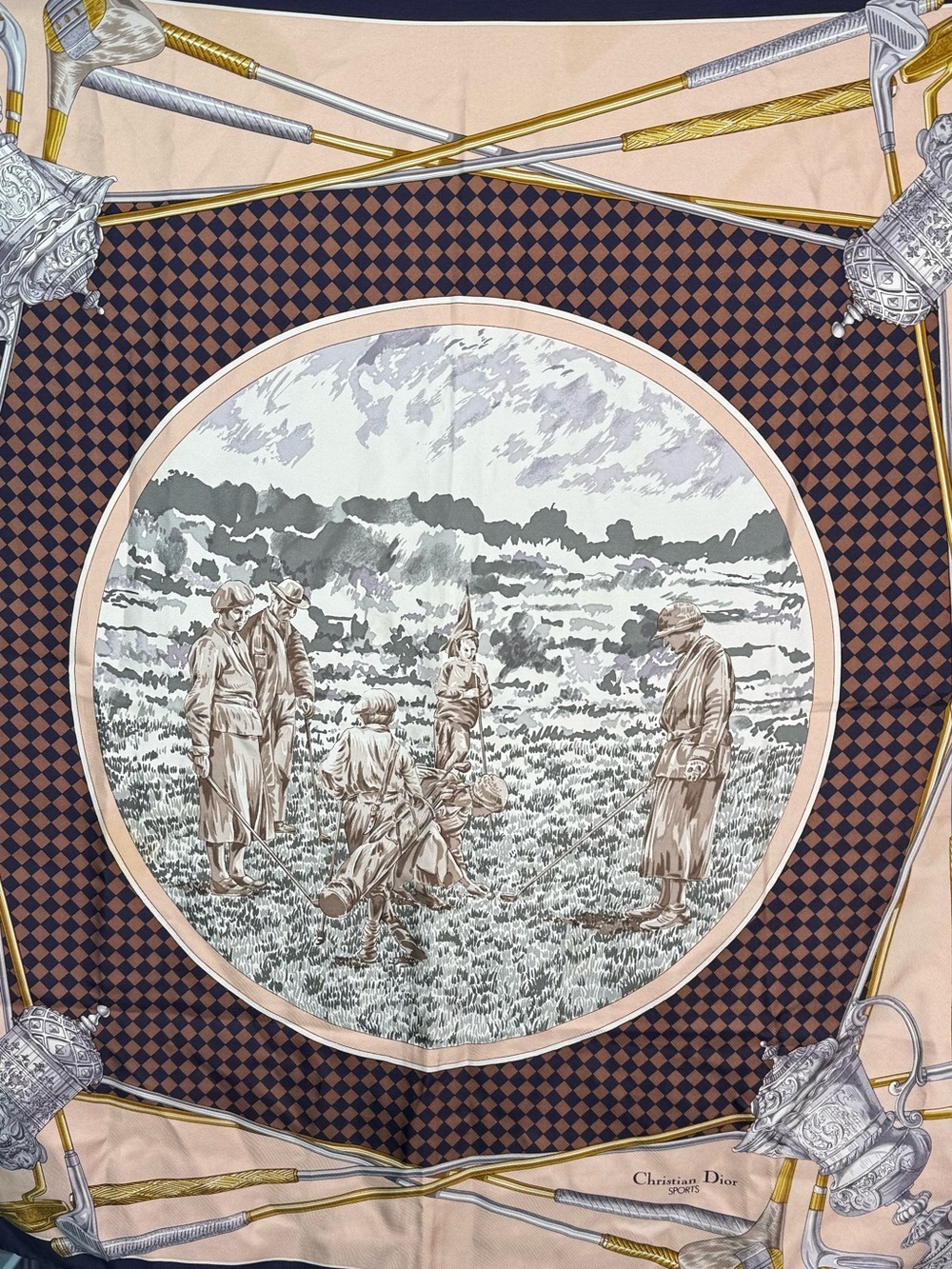 Dior Navy & Pink Silk Scarf